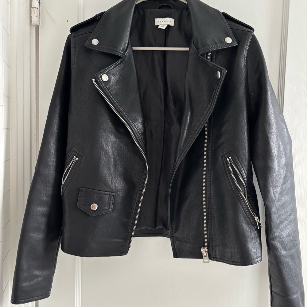 Topshop Classic Black Leather Jacket